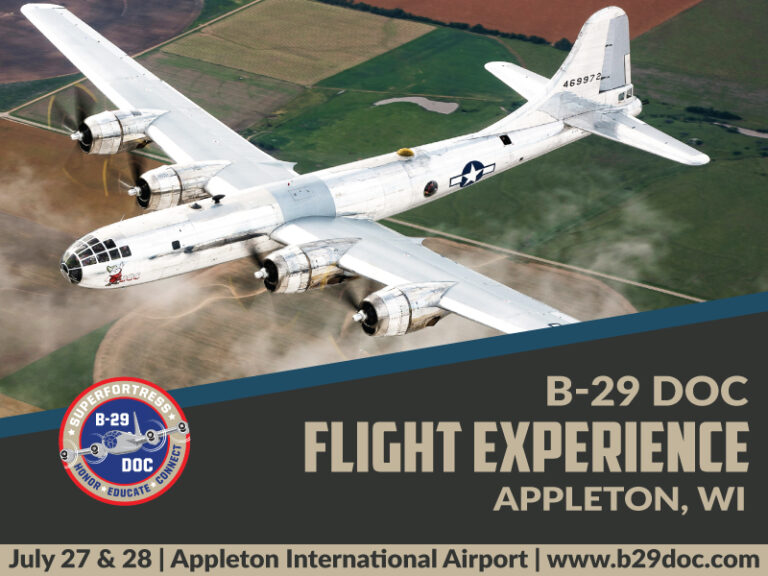 B29 Doc adds ride flight schedule for EAA AirVenture/Oshkosh & Appleton