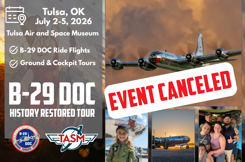 CANCELED – Tulsa, OK: B-29 DOC at Tulsa Air & Space Museum